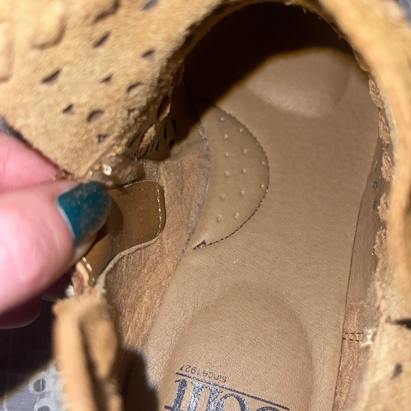 Women's Brown Brinkley Laser Cut Leather Bootie In Saddle Suede - Picture 13 of 13